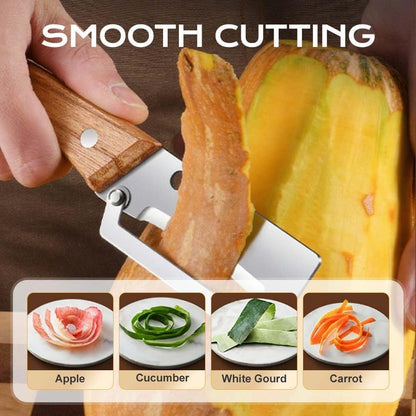 3-in-1 Multifunctional Vegetable Peeler With Wooden Grip (Pack of 1)