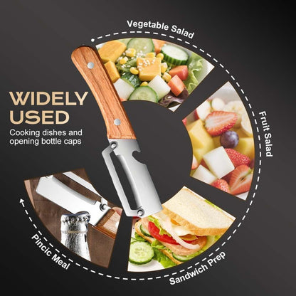 3-in-1 Multifunctional Vegetable Peeler With Wooden Grip (Pack of 1)