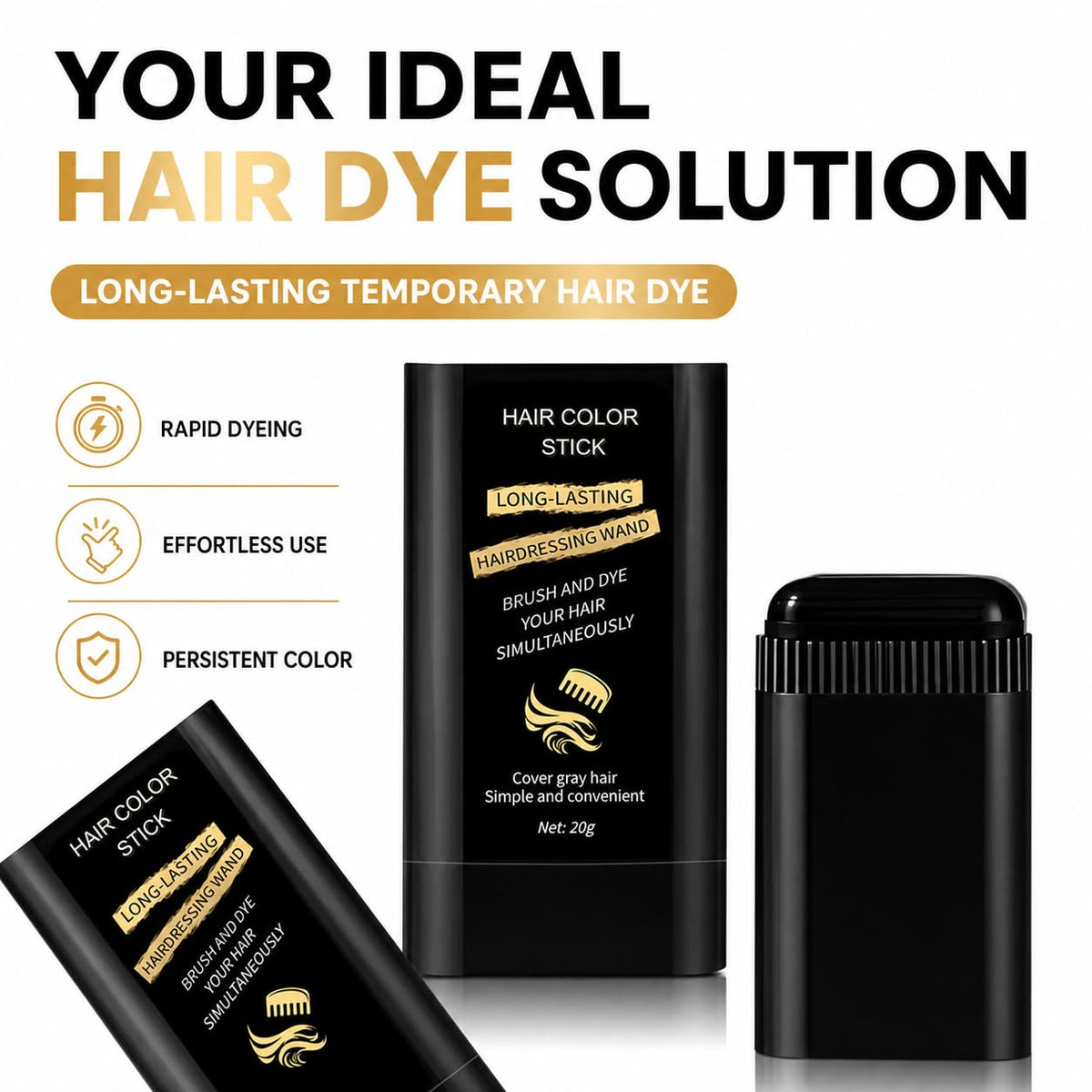 Instant Hair Dye Stick with Built-in Comb | 2-in-1 Touch-Up Comb (Pack of 2)
