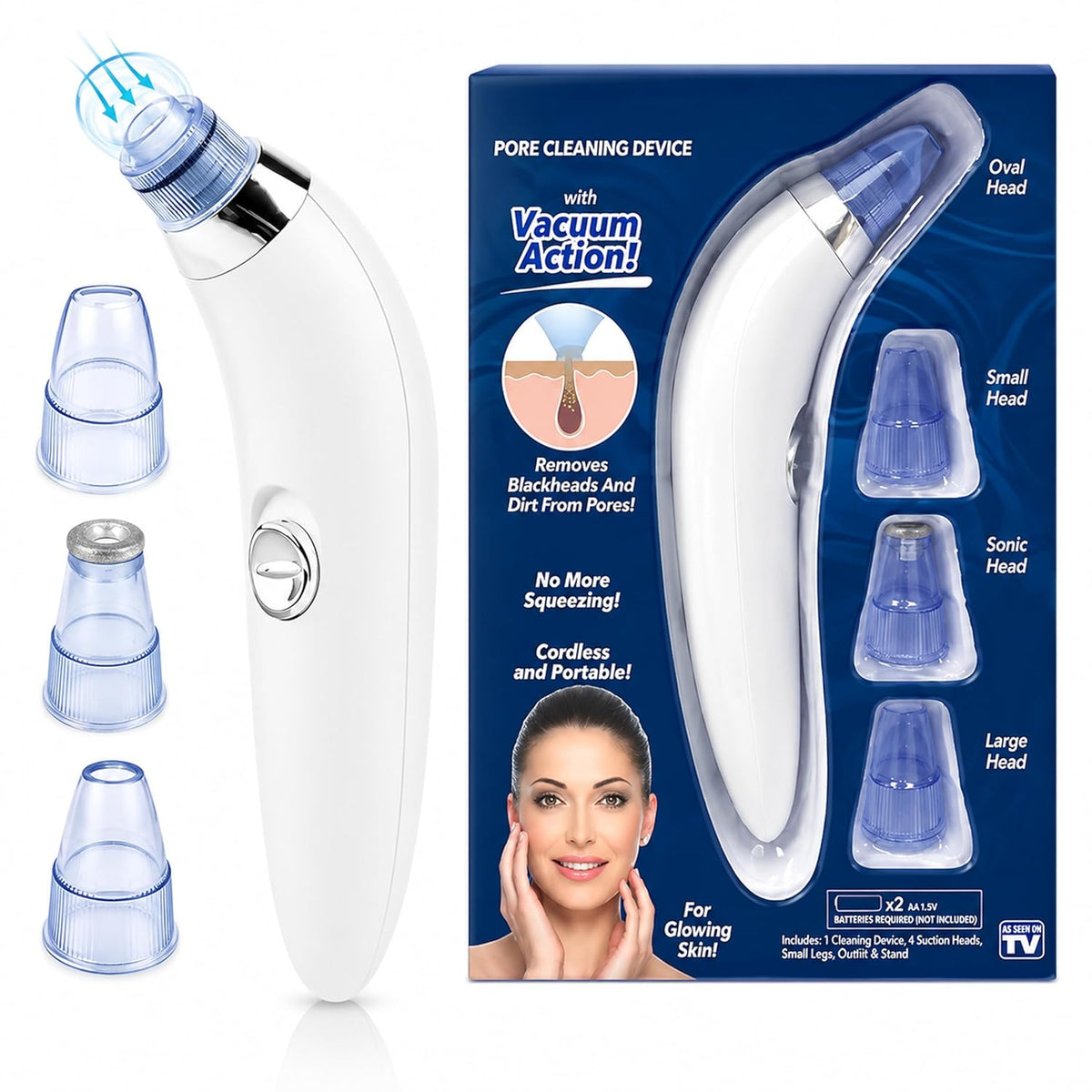 Blackhead Remover With Vacuum Action | 4-in-1 Pore Cleaning Device