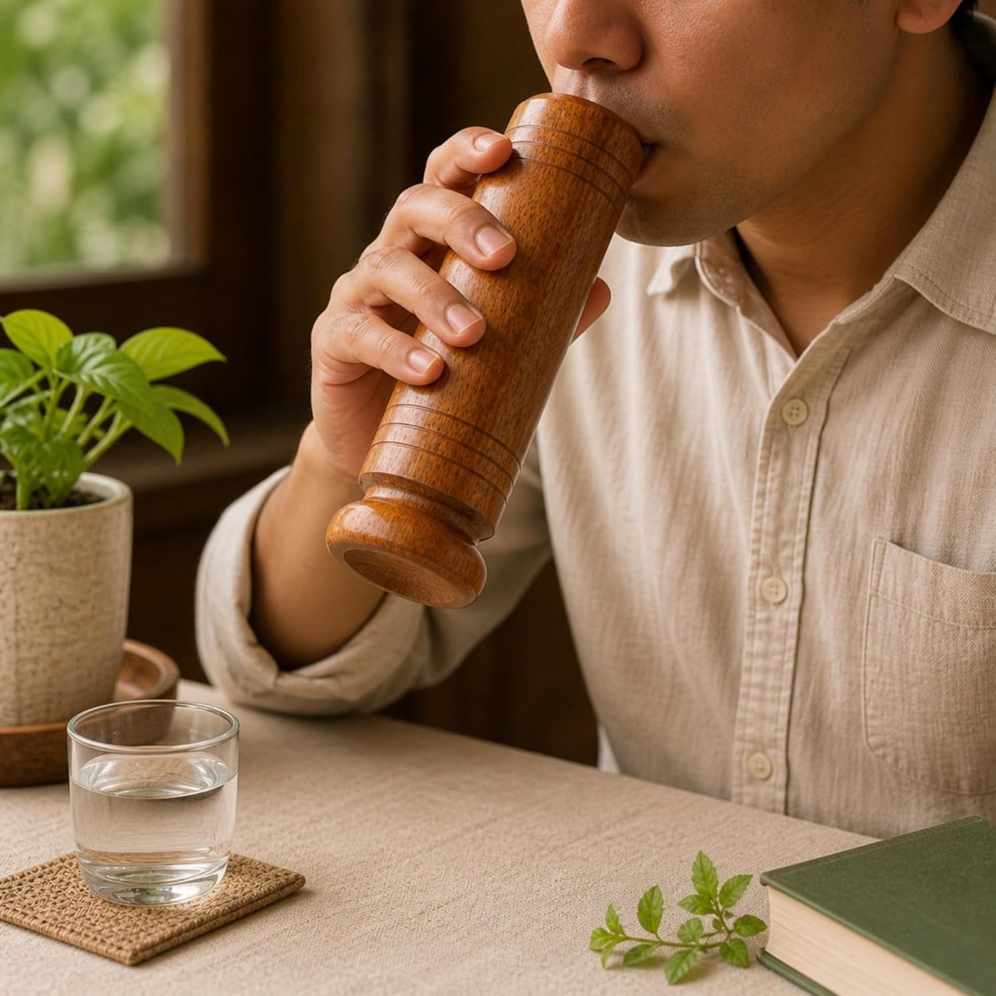 Vijaysar Wooden Glass for Diabetes & Blood Sugar | Ayurvedic Wooden Glass