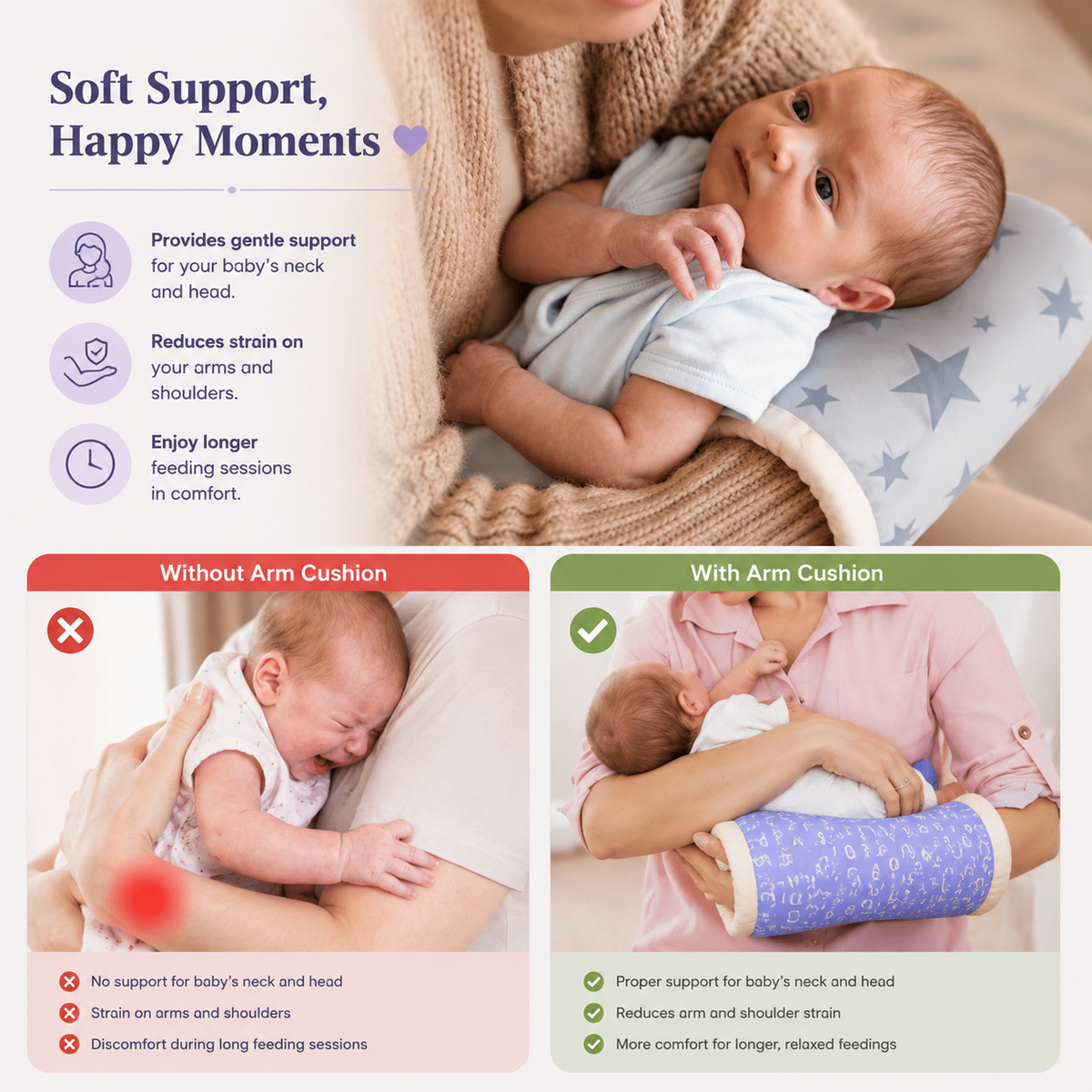 Cradle Baby Nursing Pillow | Arm Pillow For Baby Feeding | Baby Neck Support Pillow