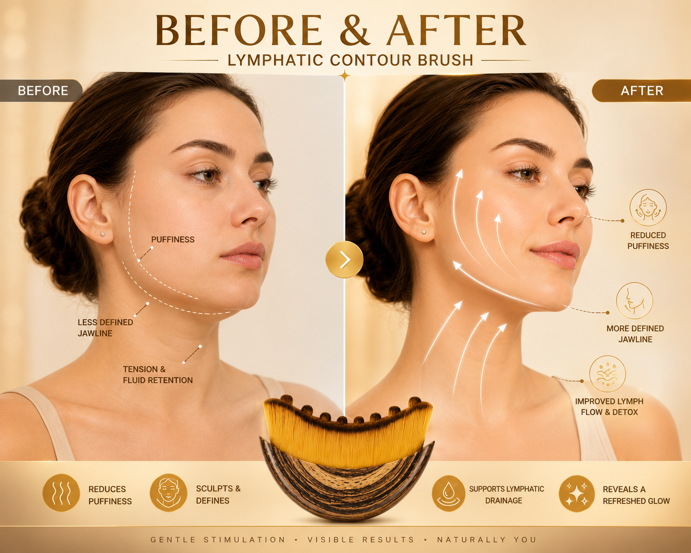 Lymphatic Contour Face Brush | Gua Sha Wooden Brush