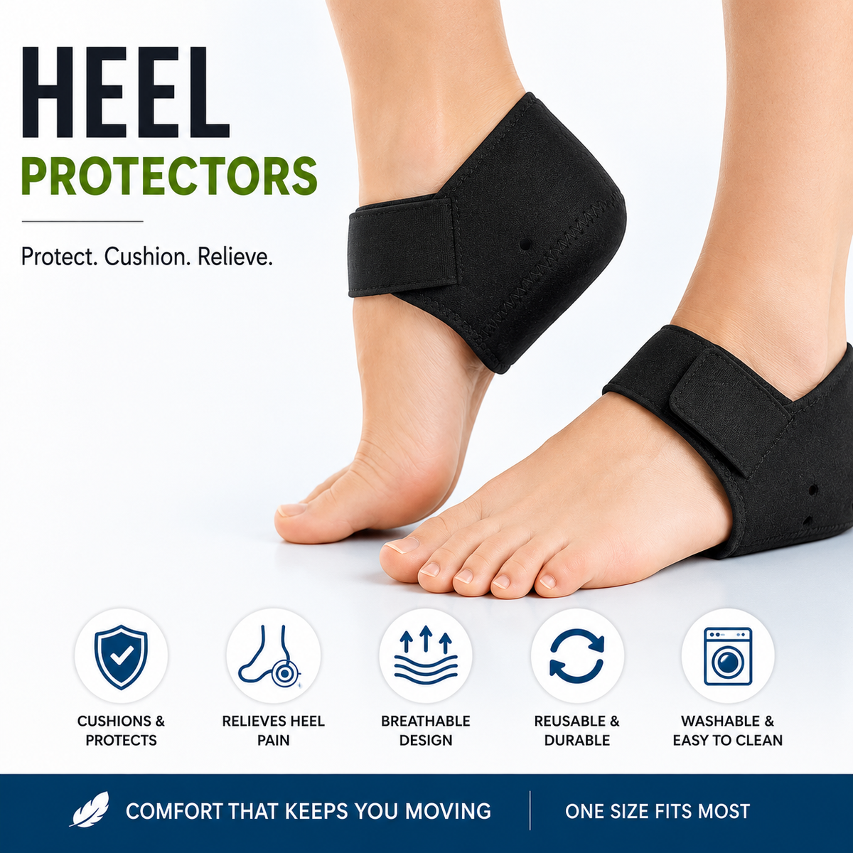 Heel Protector with Gel Cushioning | Anti-Slip Heel Pain Relief Cushion
