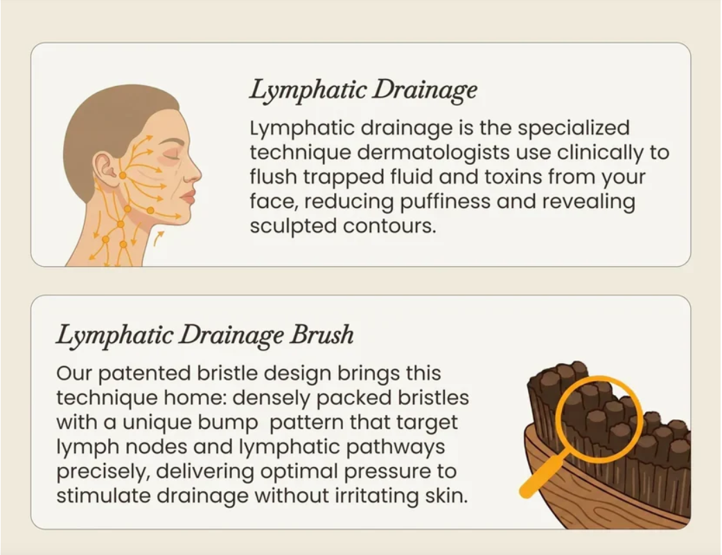 Lymphatic Contour Face Brush | Gua Sha Wooden Brush