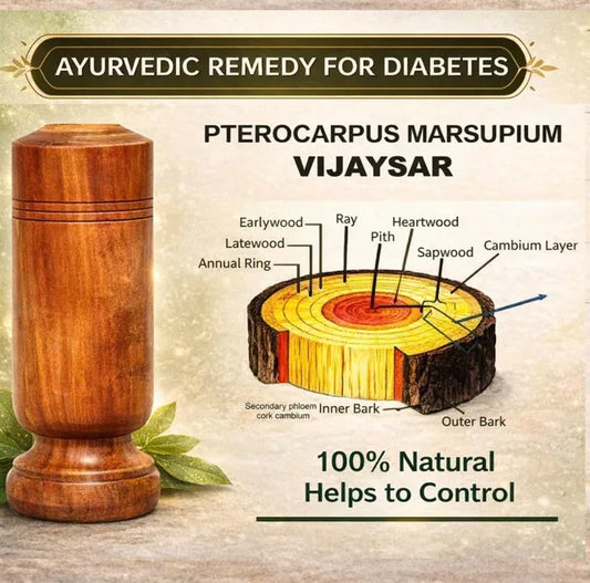 Vijaysar Wooden Glass for Diabetes & Blood Sugar | Ayurvedic Wooden Glass